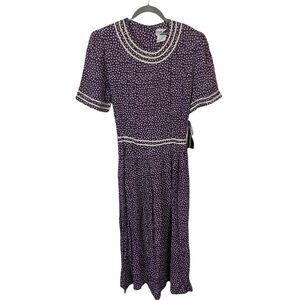 School Librarian Dress Vintage 80s Sunshine Starshine Women's Purple Cream Sz 12